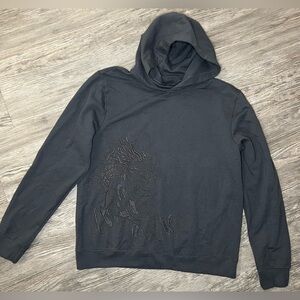Men's Charcoal Hoodie with Embossed Design pullover (🚨NO GOOD CONDITION 🚨)